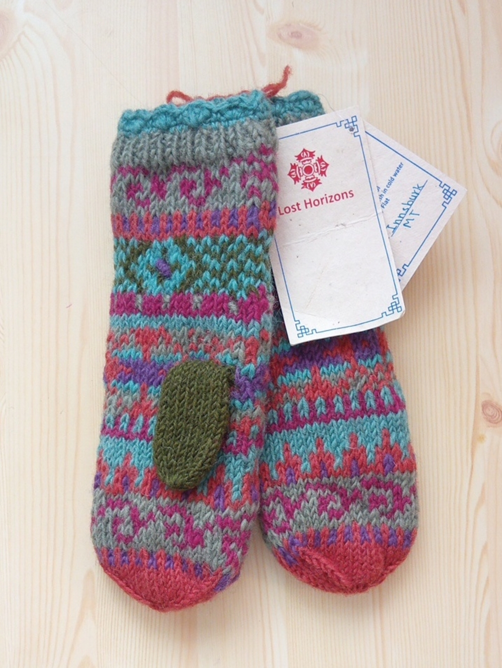 Lost Horizons Innsbruck Fair Isle Wool Mittens Fleece Lined